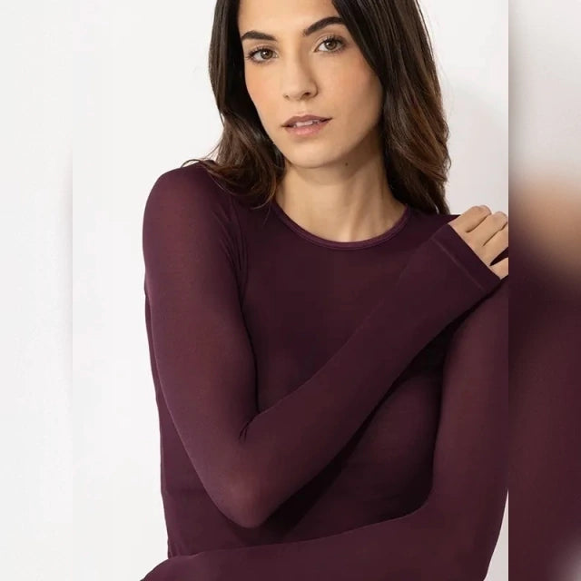 Camiseta Térmica Cuello Redondo Vino de Microfibra Stretch