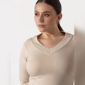 Camiseta Térmica Polar Beige Cuello en V