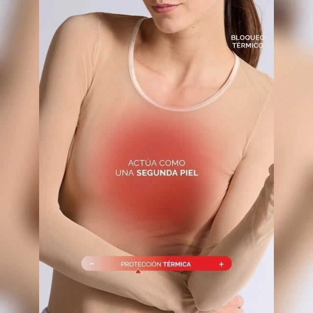 Camiseta Térmica Manga Larga Piel de Microfibra Stretch Sin Costuras
