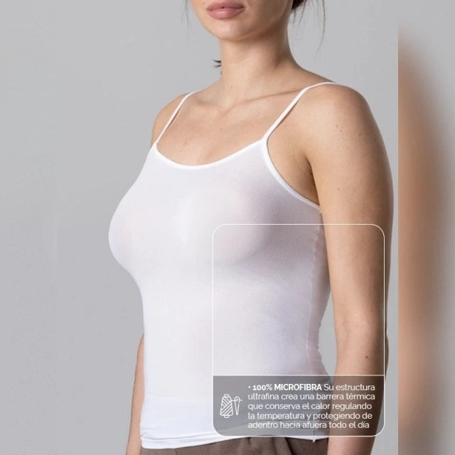 Camiseta Térmica de Tirantes Blanca de Microfibra Stretch
