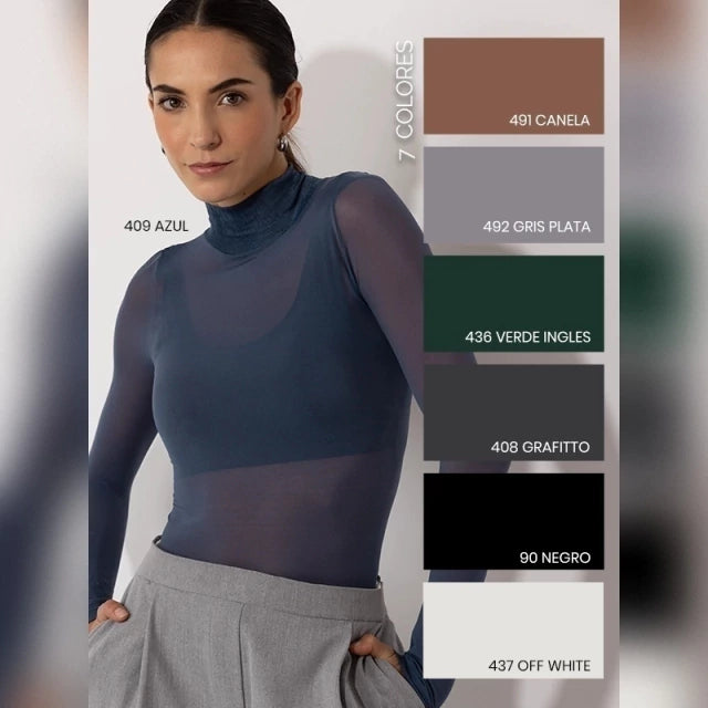 Camiseta Térmica Cuello Cisne Negra de Microfibra Stretch