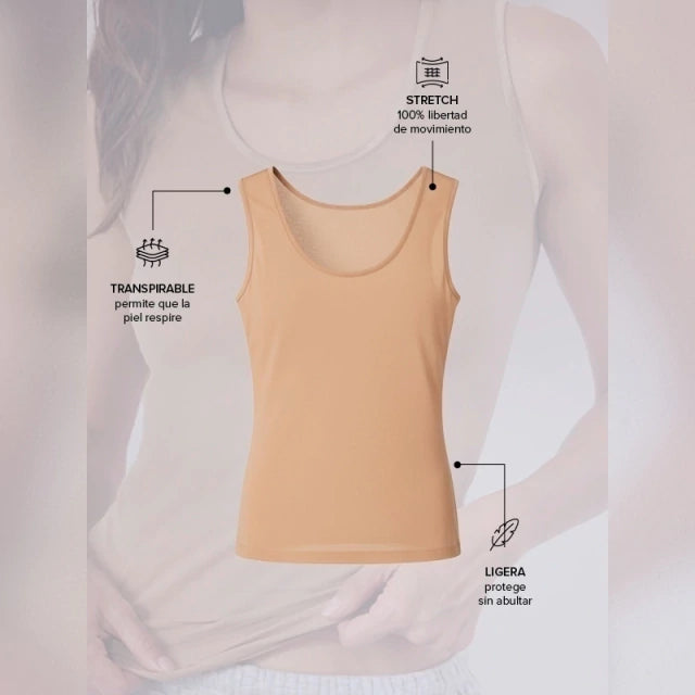 Camiseta Térmica Sin Manga Piel de Microfibra Stretch