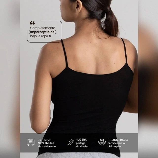 Camiseta Térmica de Tirantes Negra de Microfibra Stretch