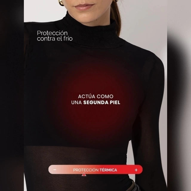 Camiseta Térmica Cuello Cisne Negra de Microfibra Stretch