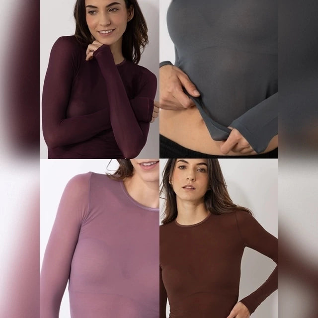 Camiseta Térmica Cuello Redondo Gris de Microfibra Stretch