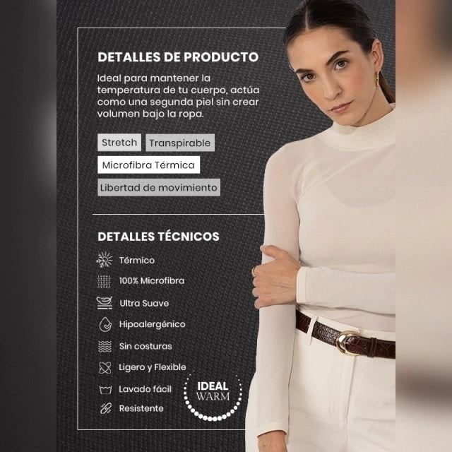 Camiseta Térmica Cuello Cisne Negra de Microfibra Stretch