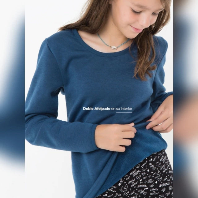 Camiseta Térmica Doble Polar Teens Negro