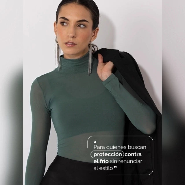 Camiseta Térmica Cuello Cisne Negra de Microfibra Stretch