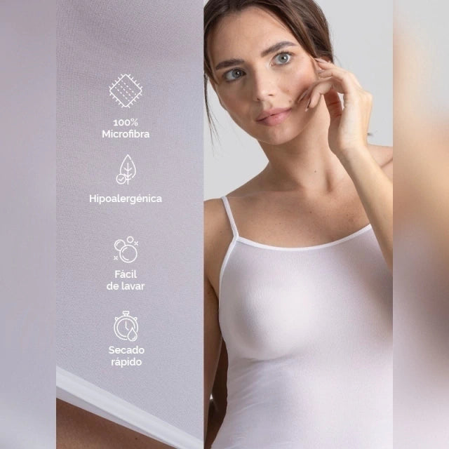 Camiseta Térmica de Tirantes Blanca de Microfibra Stretch