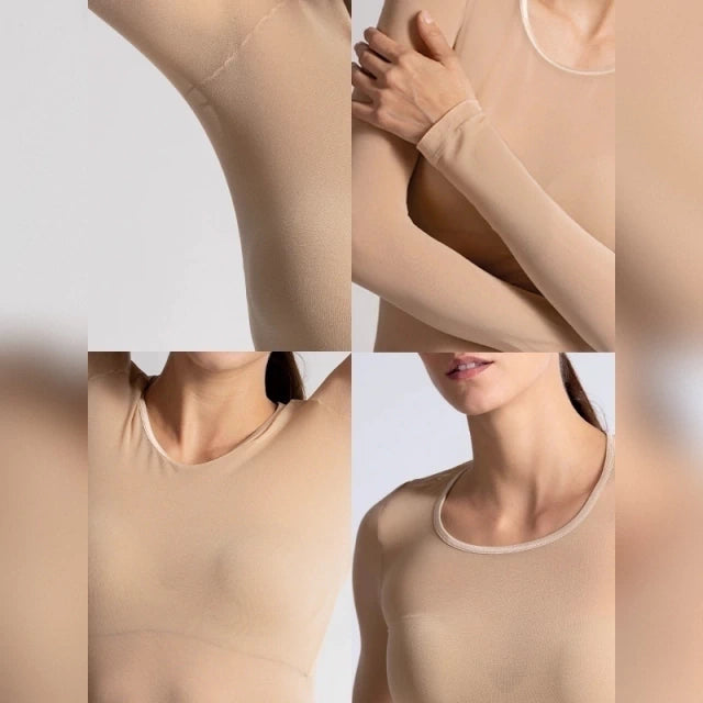 Camiseta Térmica Manga Larga Piel de Microfibra Stretch Sin Costuras