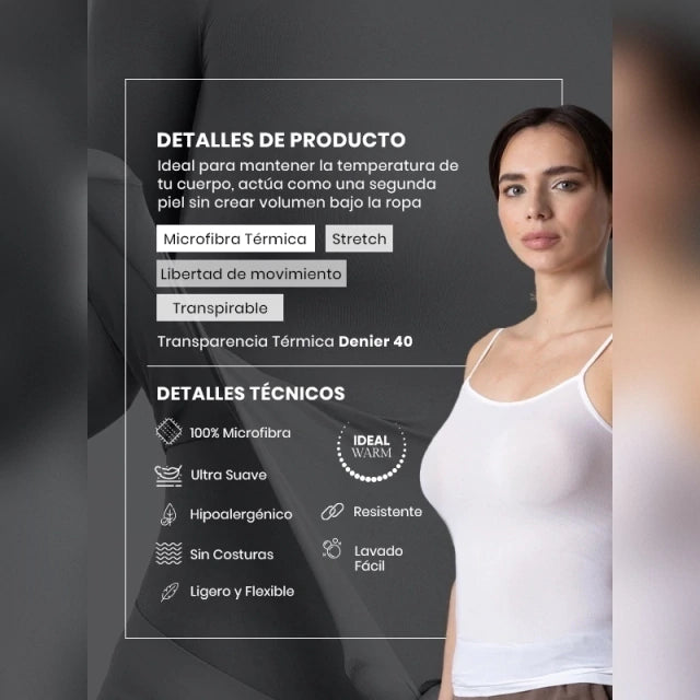 Camiseta Térmica de Tirantes Blanca de Microfibra Stretch
