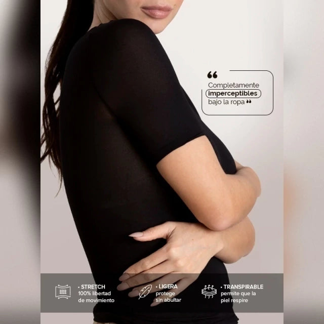 Camiseta Térmica Manga Corta Piel de Microfibra Stretch Sin Costuras