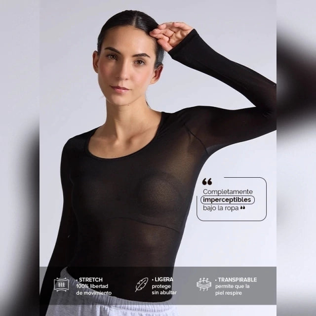 Camiseta Térmica Manga Larga Piel de Microfibra Stretch Sin Costuras