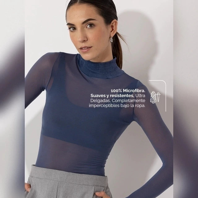 Camiseta Térmica Cuello Cisne Negra de Microfibra Stretch