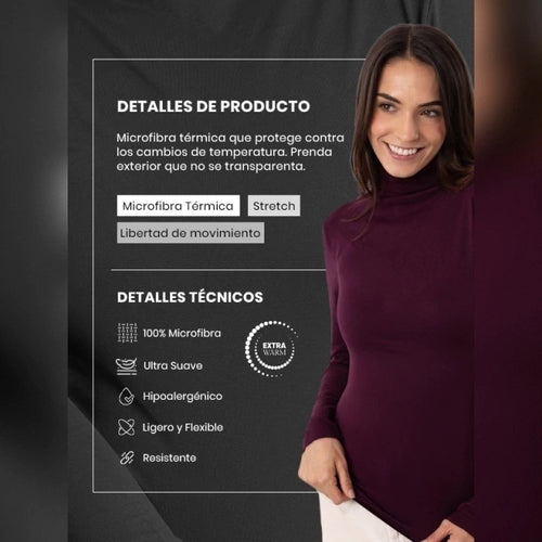 Camiseta Térmica Cuello Alto Tinto de Microfibra Opaca