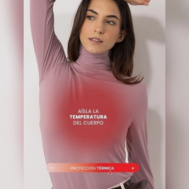 Camiseta Térmica Cuello Alto Verde Lima de Microfibra Opaca