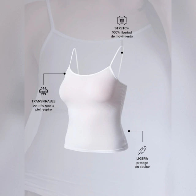 Camiseta Térmica de Tirantes Blanca de Microfibra Stretch