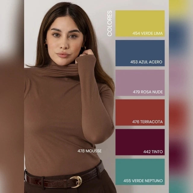 Camiseta Térmica Cuello Alto Verde Lima de Microfibra Opaca